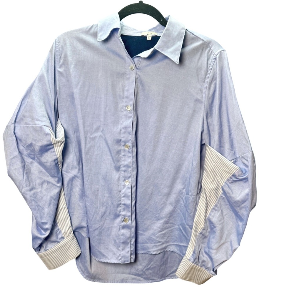 Clu‎ Anthropologie Button Down Shirt Women S Light Blue Preppy Office Coastal